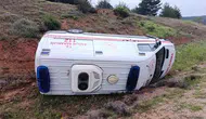 Ankara’da Hasta Taşıyan Ambulans Yağış Nedeniyle Yan Yattı