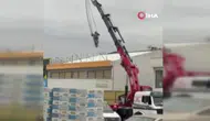 Ankara'da Tehlikeli Hareket: Vinçte Sallanan Kişi Kamerada
