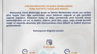 Ankara Valiliği’nden Kuvvetli Yağış ve Sel Uyarısı
