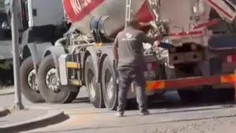 Ankara Sincan'da Beton Mikserinden Yola Beton Döküldü