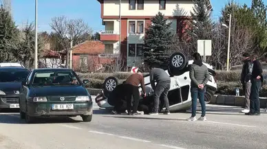 Çankırı Bulvarı’nda Araç Ters Döndü