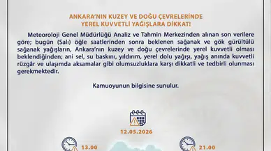 Ankara Valiliği’nden Kuvvetli Yağış ve Sel Uyarısı