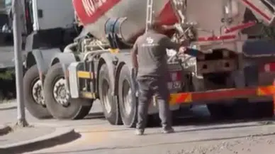Ankara Sincan'da Beton Mikserinden Yola Beton Döküldü