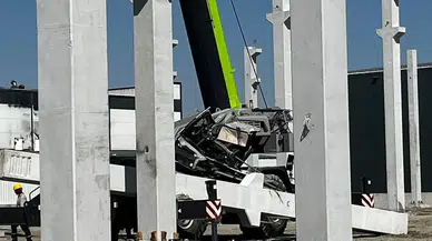 Ankara'da Fabrika İnşaatında Kaza: Beton Kolon Vinç Kabinine Düştü