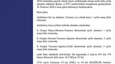 Emekli Sandığı Zam Farkı Ödemeleri 24 Temmuz'da Başlıyor