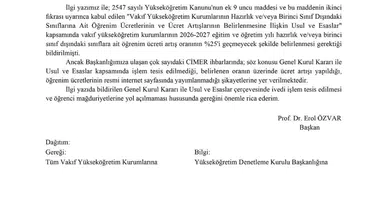 YÖK'ten Vakıf Üniversitelerine Ücret Artışı İçin Kritik Uyarı