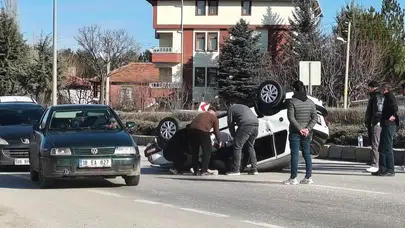 Çankırı Bulvarı’nda Araç Ters Döndü