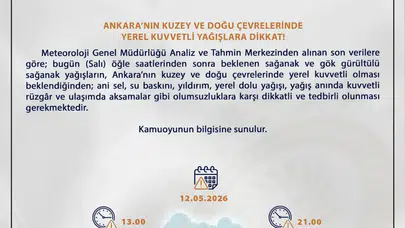 Ankara Valiliği’nden Kuvvetli Yağış ve Sel Uyarısı