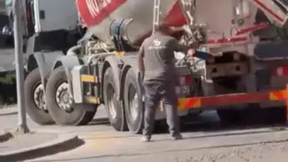 Ankara Sincan'da Beton Mikserinden Yola Beton Döküldü