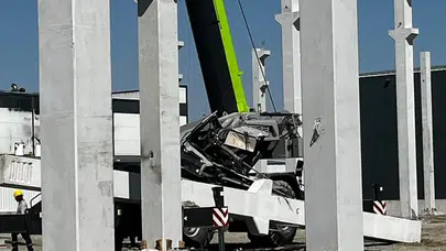 Ankara'da Fabrika İnşaatında Kaza: Beton Kolon Vinç Kabinine Düştü